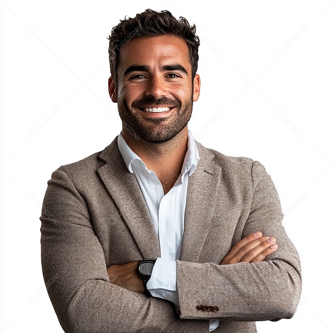 Feliz empresário sobre fundo isolado