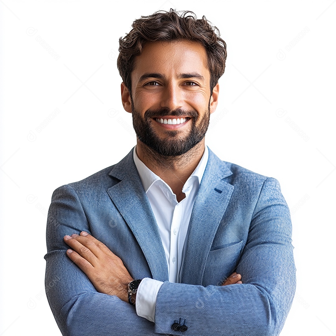 Feliz empresário sobre fundo isolado