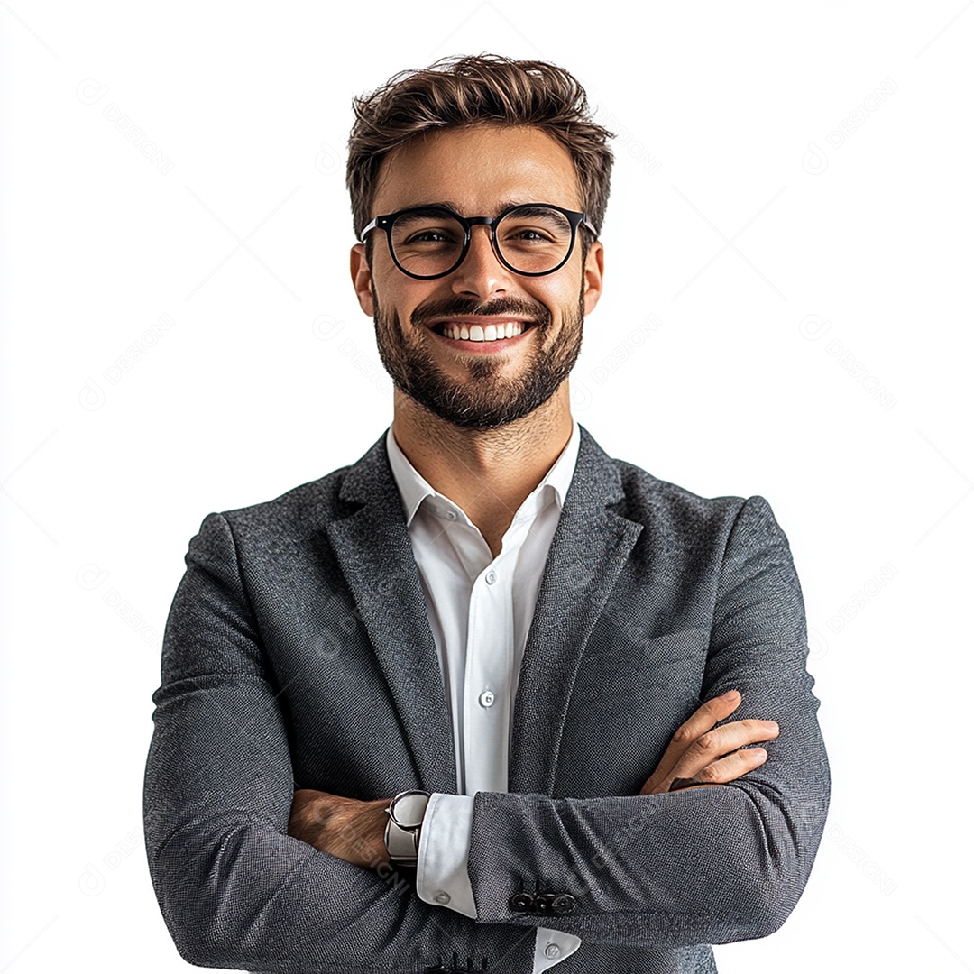 Feliz empresário sobre fundo isolado