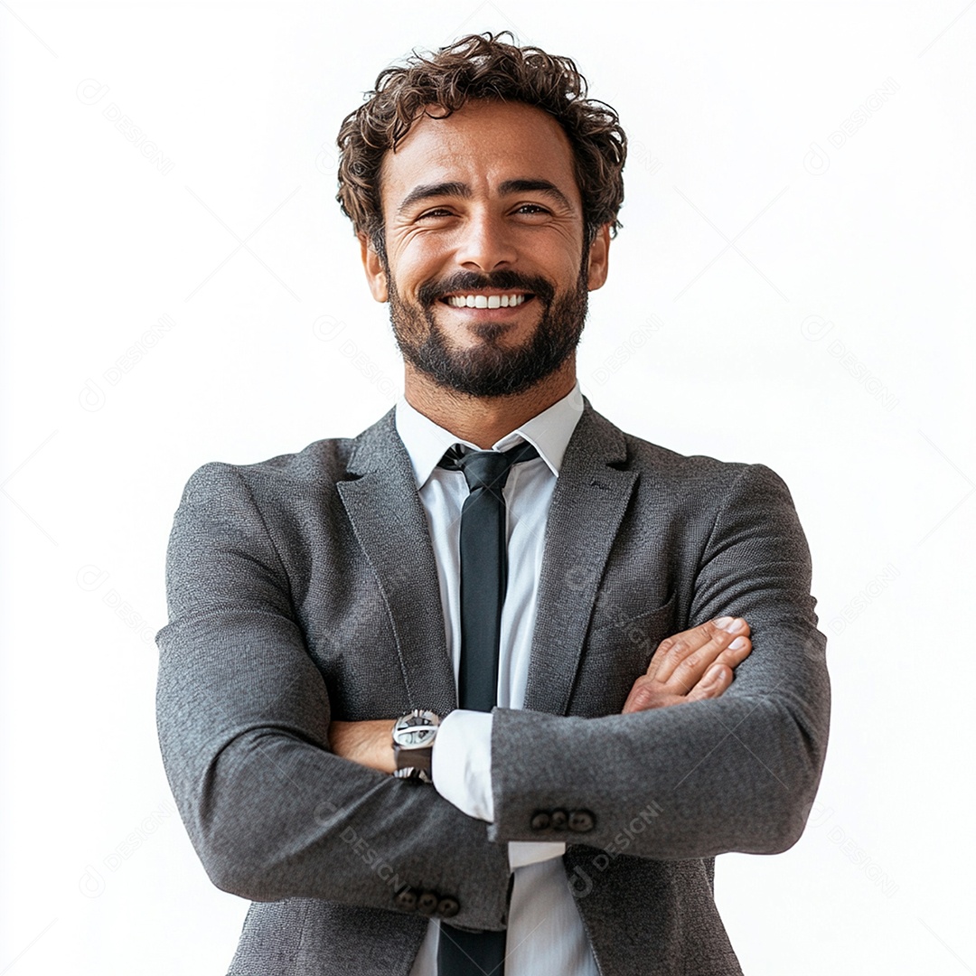 Feliz empresário sobre fundo isolado