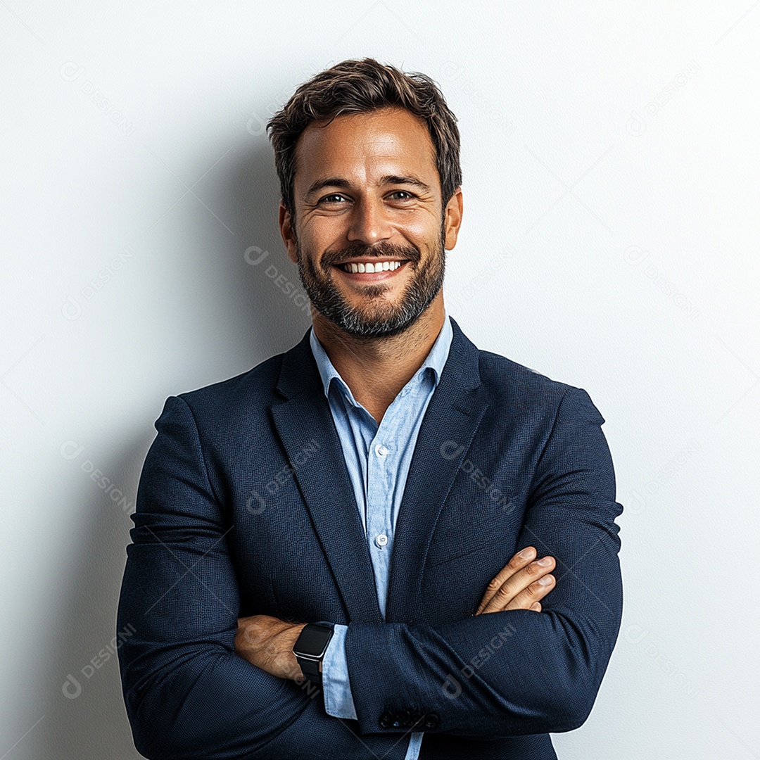 Feliz empresário sobre fundo isolado