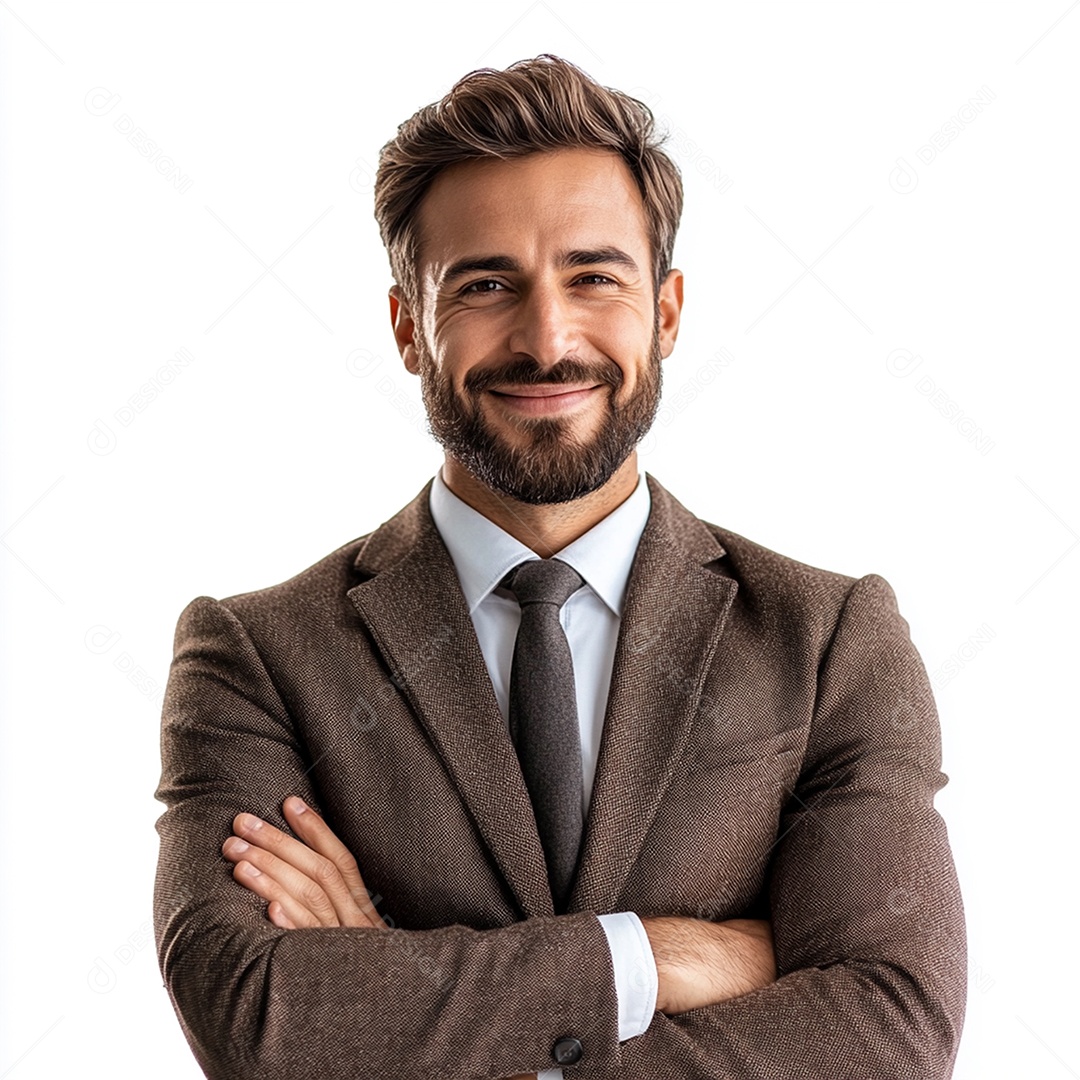 Feliz empresário sobre fundo isolado