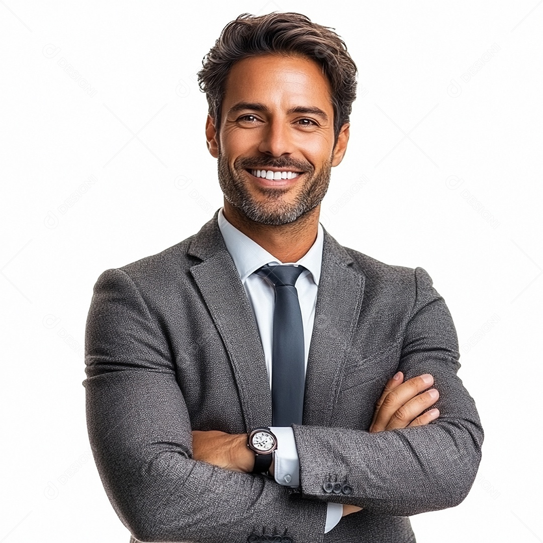 Feliz empresário sobre fundo isolado