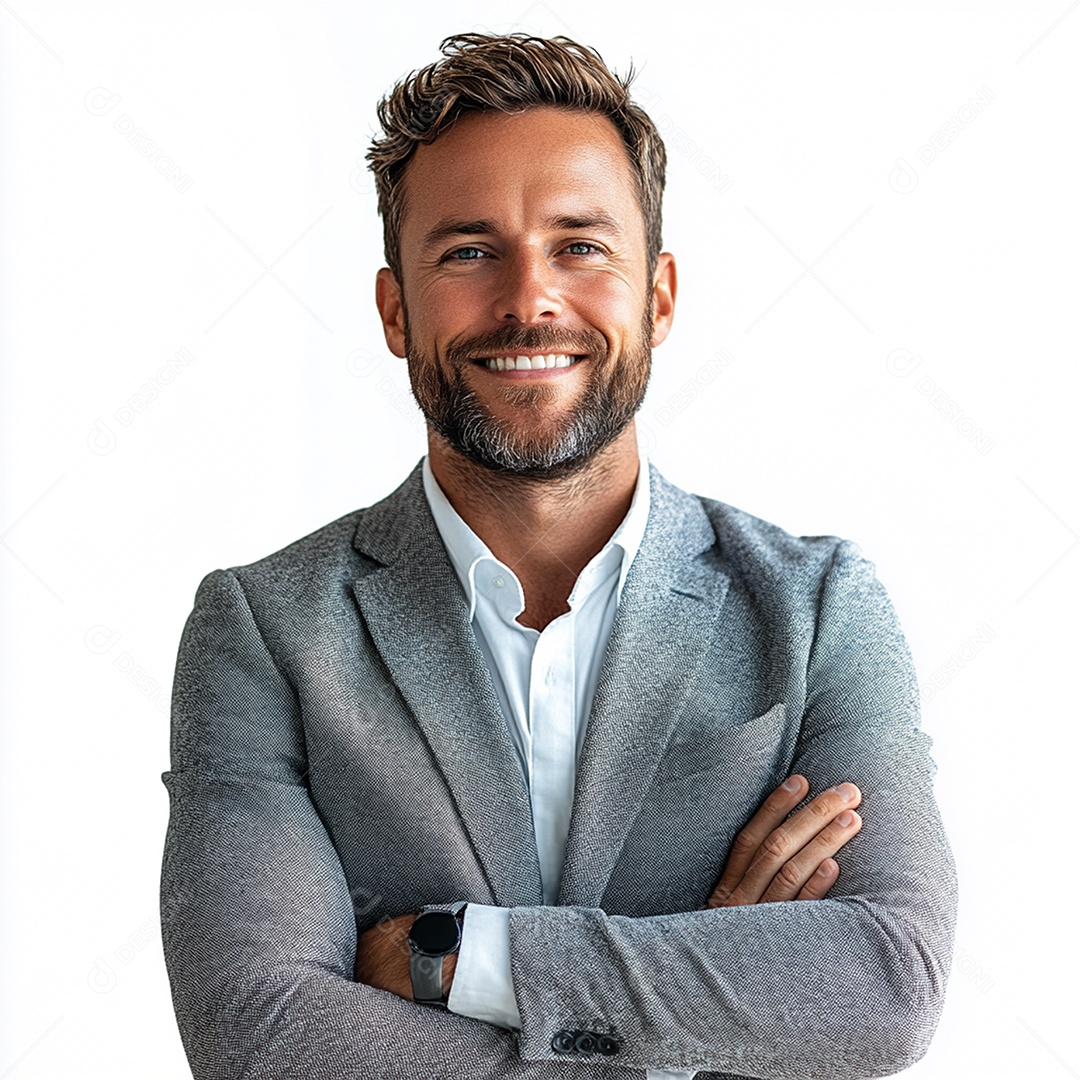 Feliz empresário sobre fundo isolado