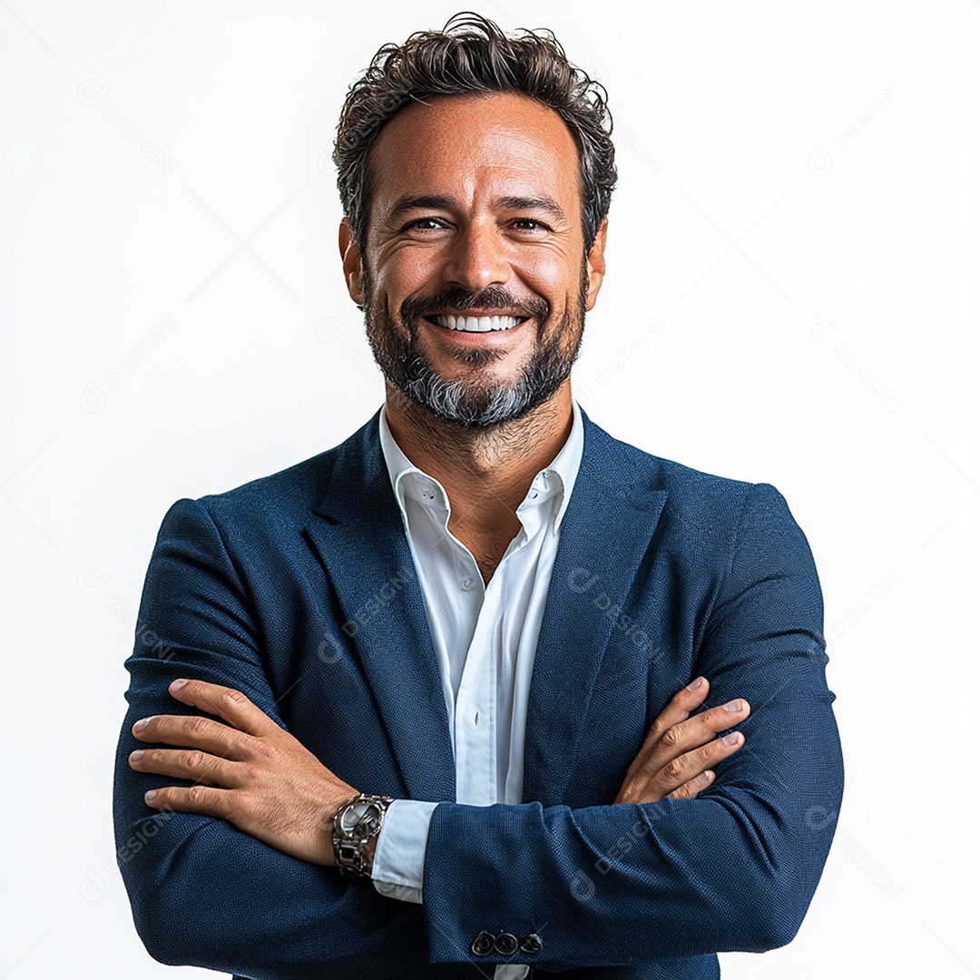 Feliz empresário sobre fundo isolado