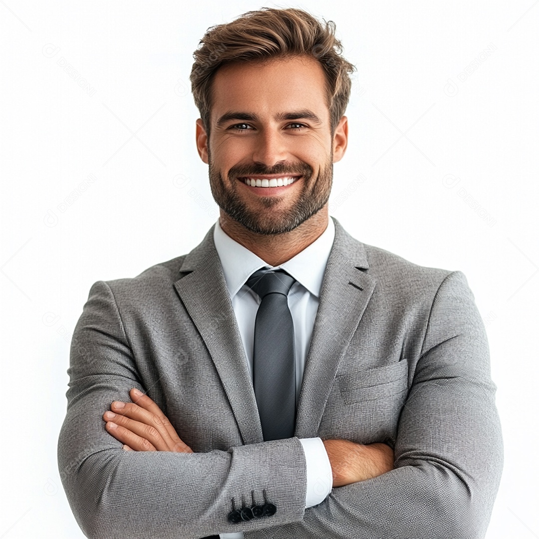 Feliz empresário sobre fundo isolado