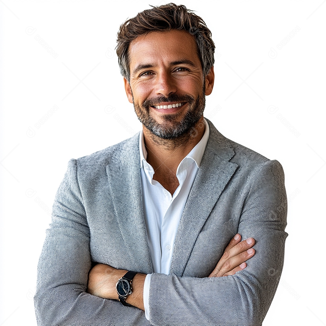 Feliz empresário sobre fundo isolado