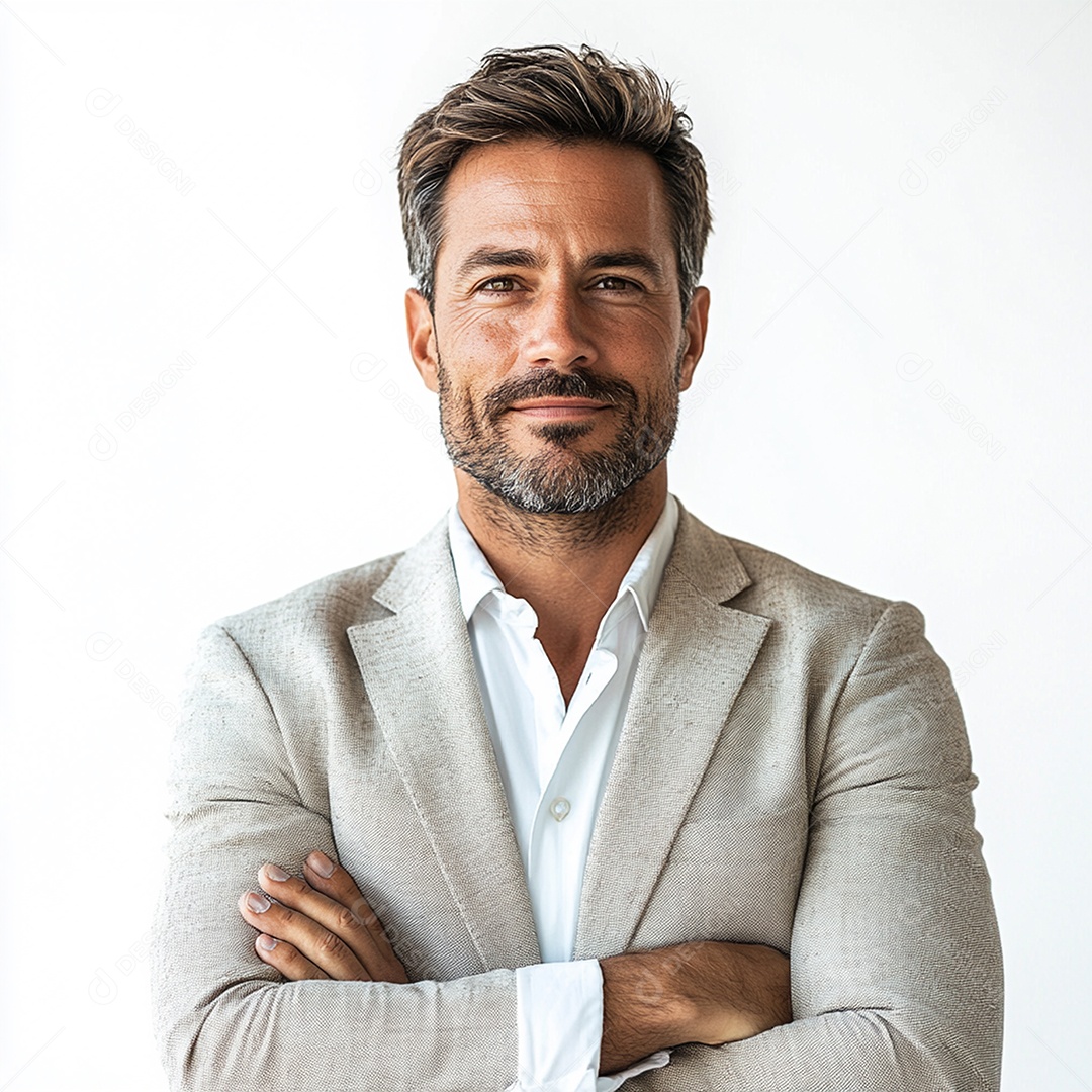 Feliz empresário sobre fundo isolado