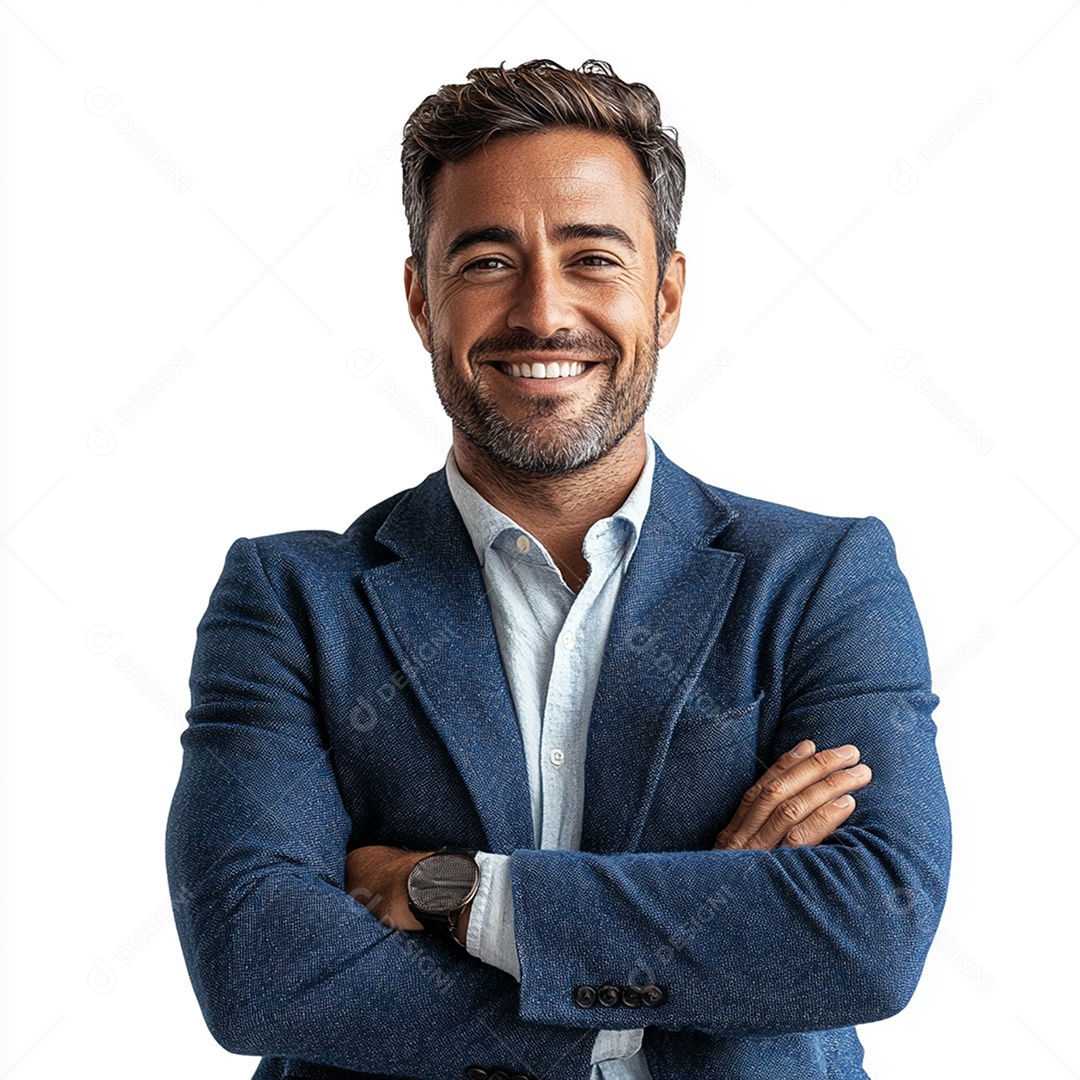 Feliz empresário sobre fundo isolado