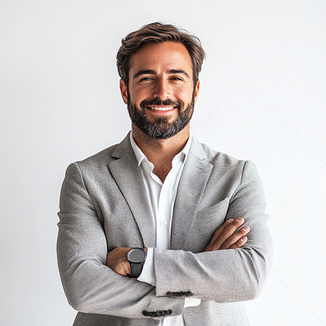 Feliz empresário sobre fundo isolado