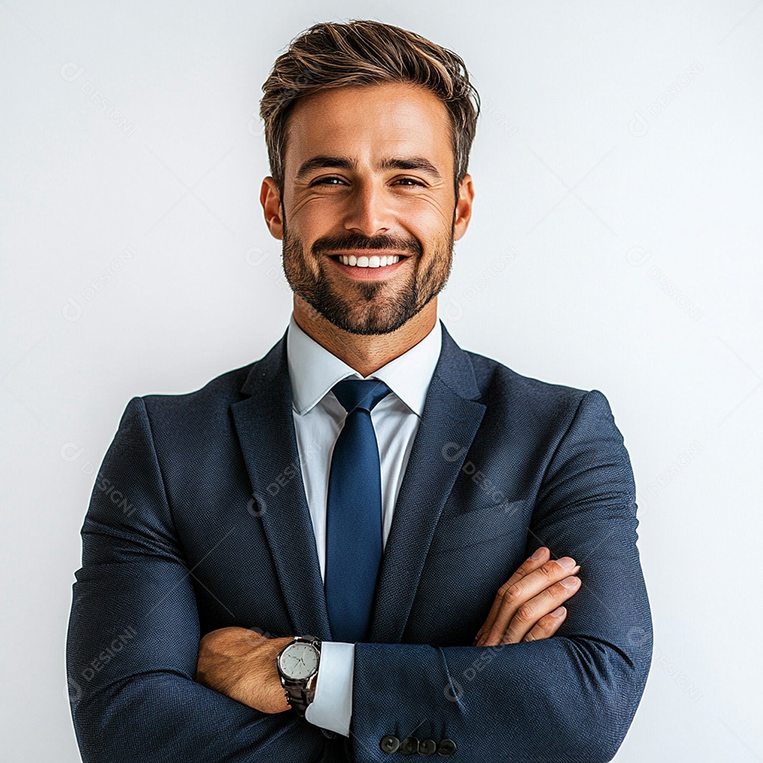 Feliz empresário sobre fundo isolado