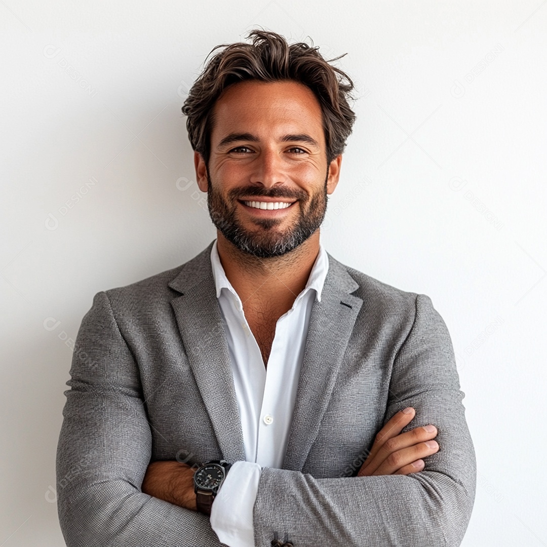 Feliz empresário sobre fundo isolado