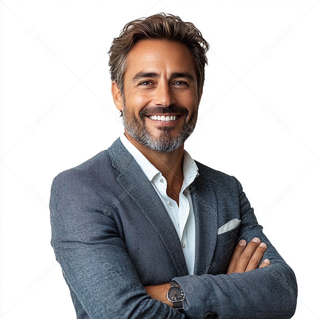 Feliz empresário sobre fundo isolado