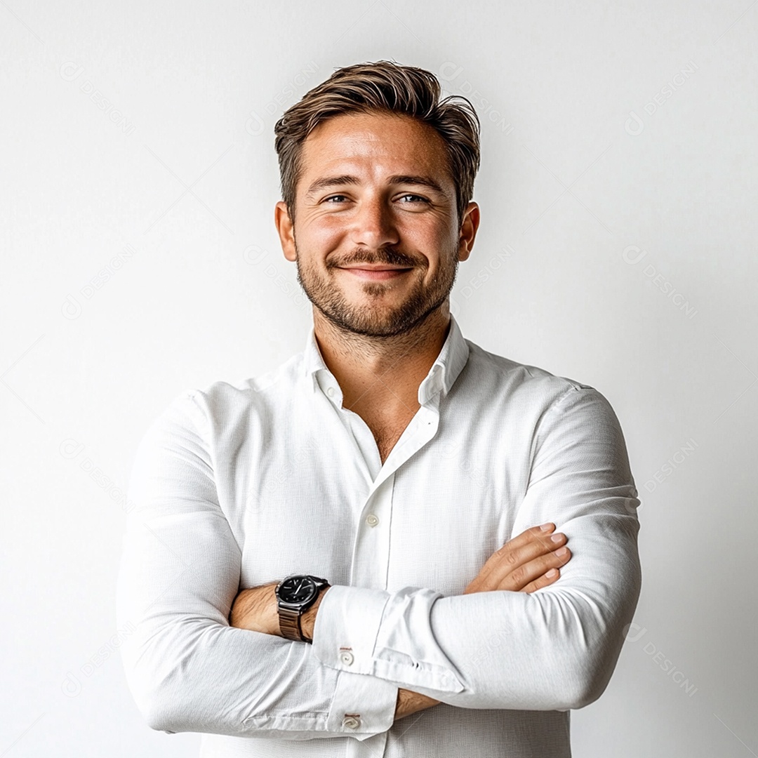 Feliz empresário sobre fundo isolado