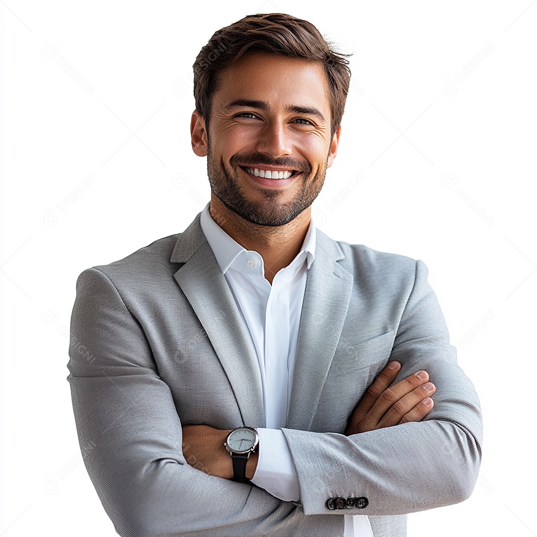 Feliz empresário sobre fundo isolado