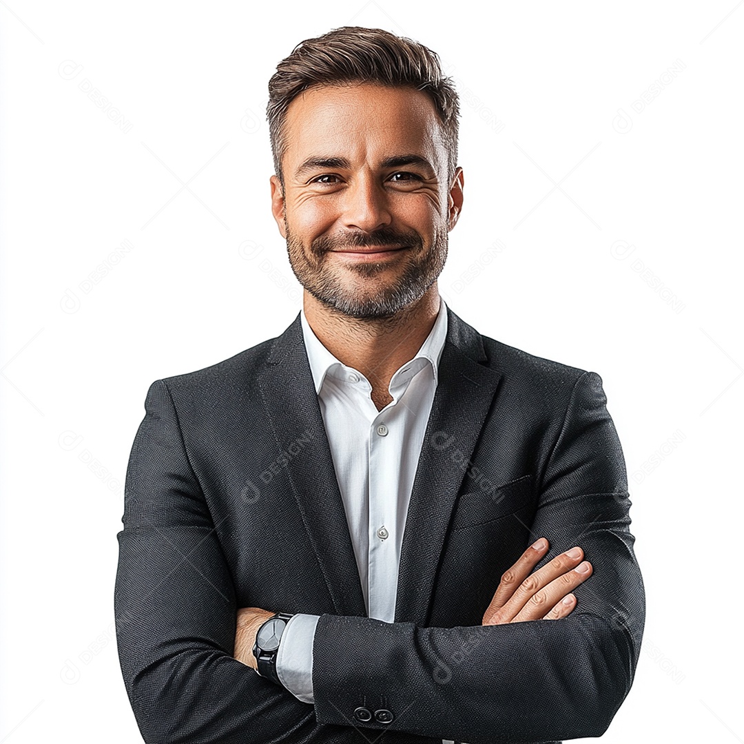 Feliz empresário sobre fundo isolado