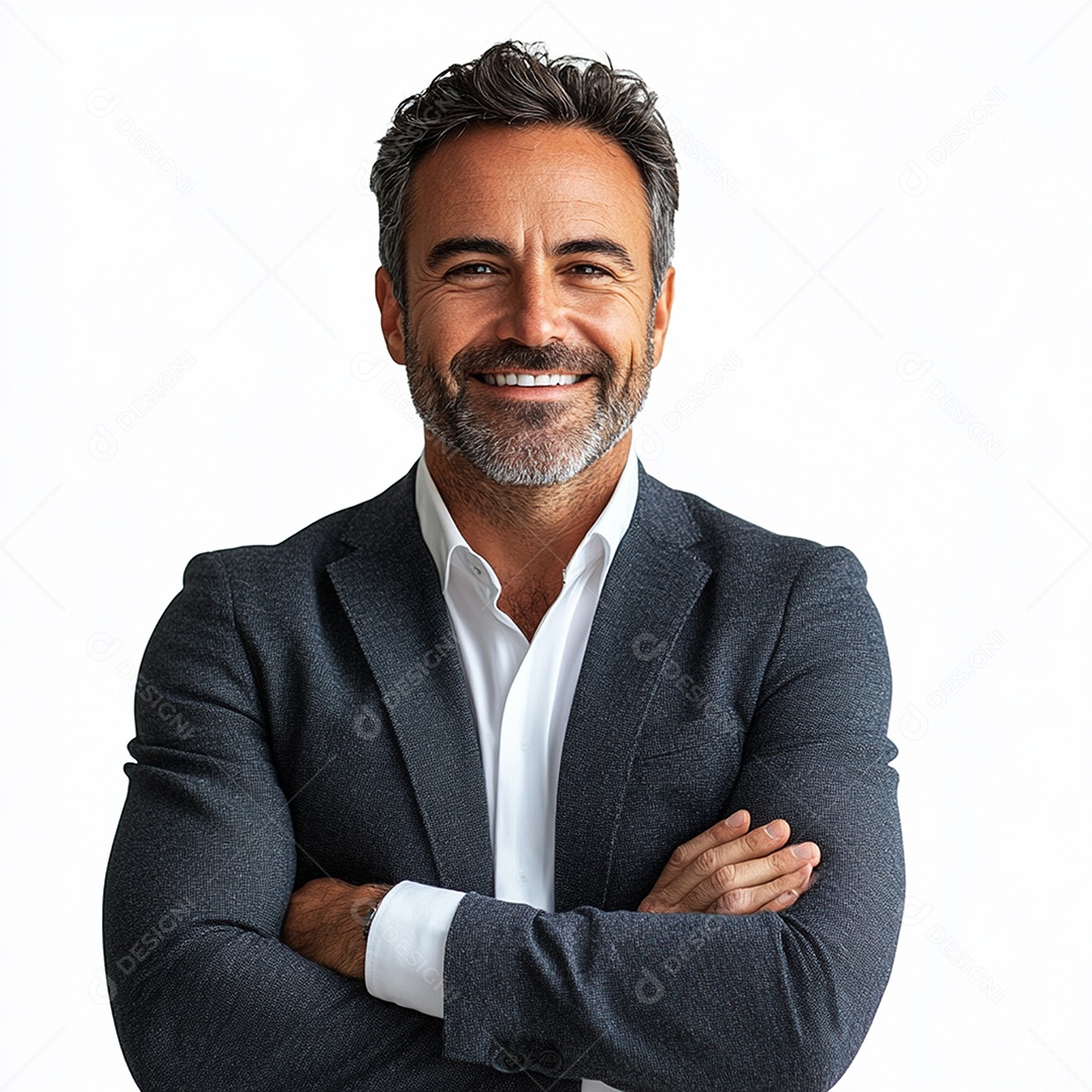 Feliz empresário sobre fundo isolado