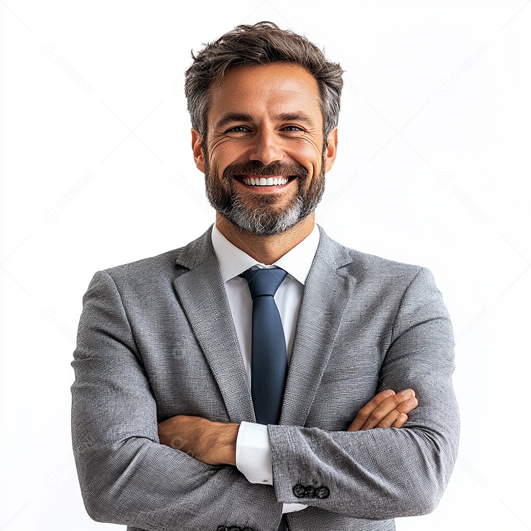 Feliz empresário sobre fundo isolado