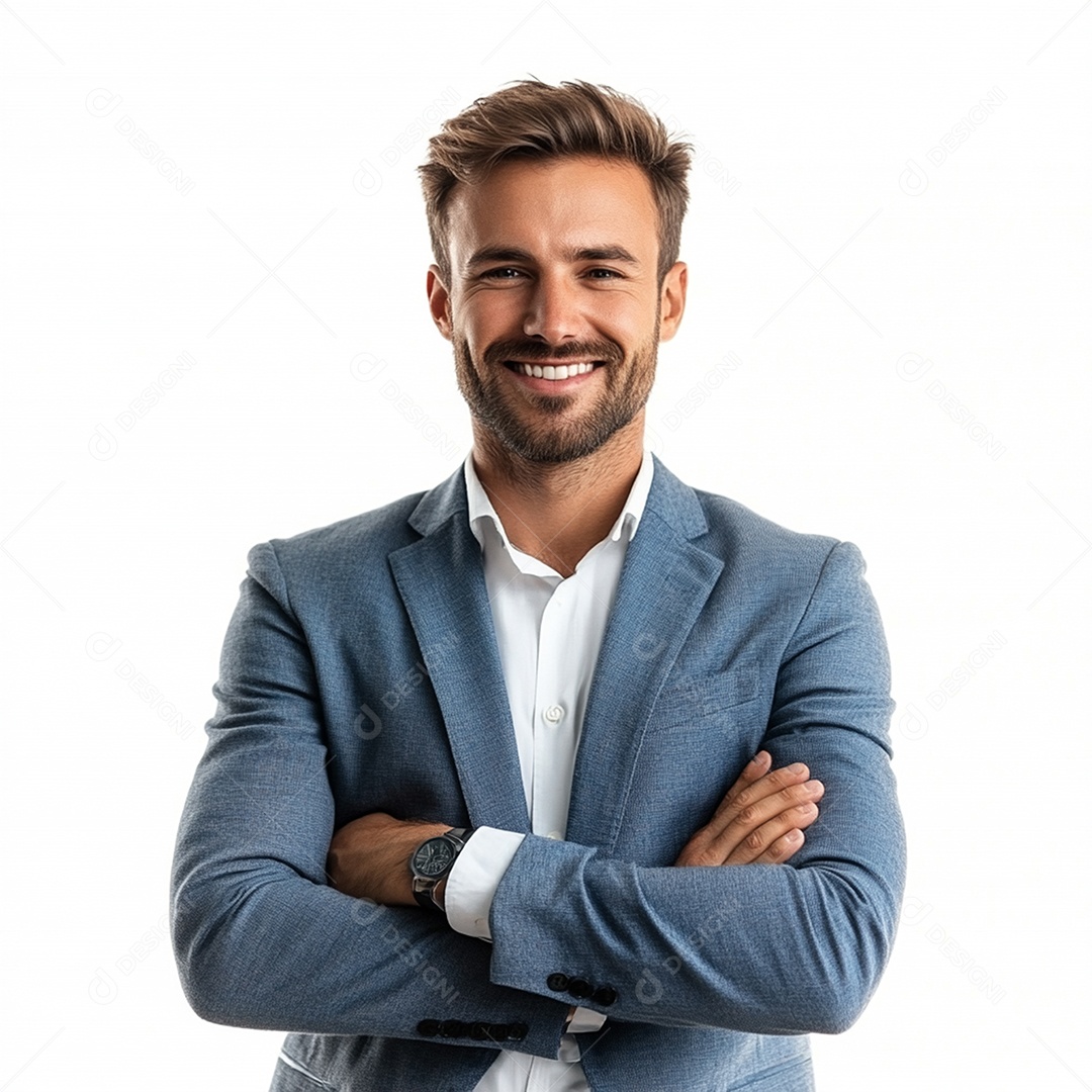 Feliz empresário sobre fundo isolado