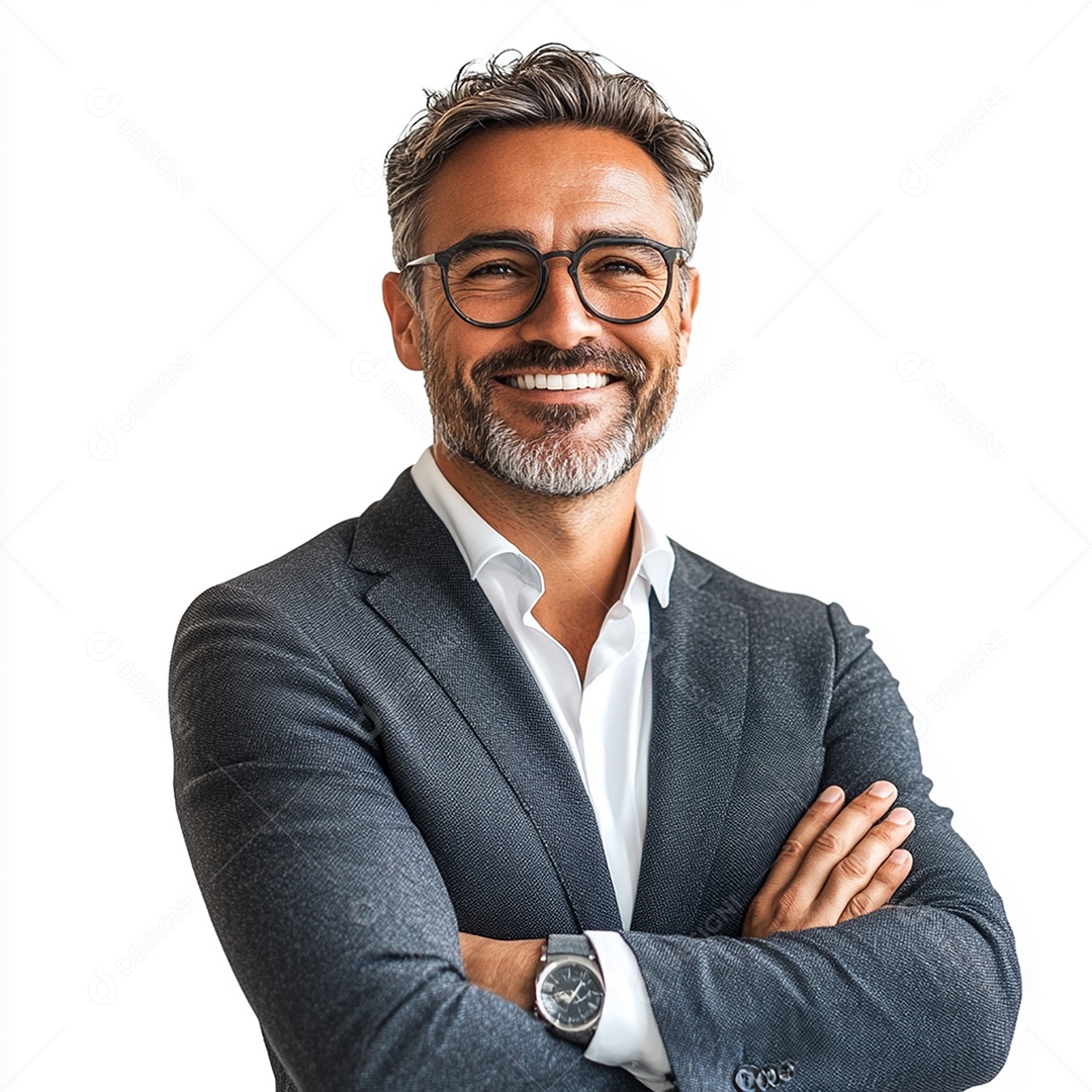 Feliz empresário sobre fundo isolado