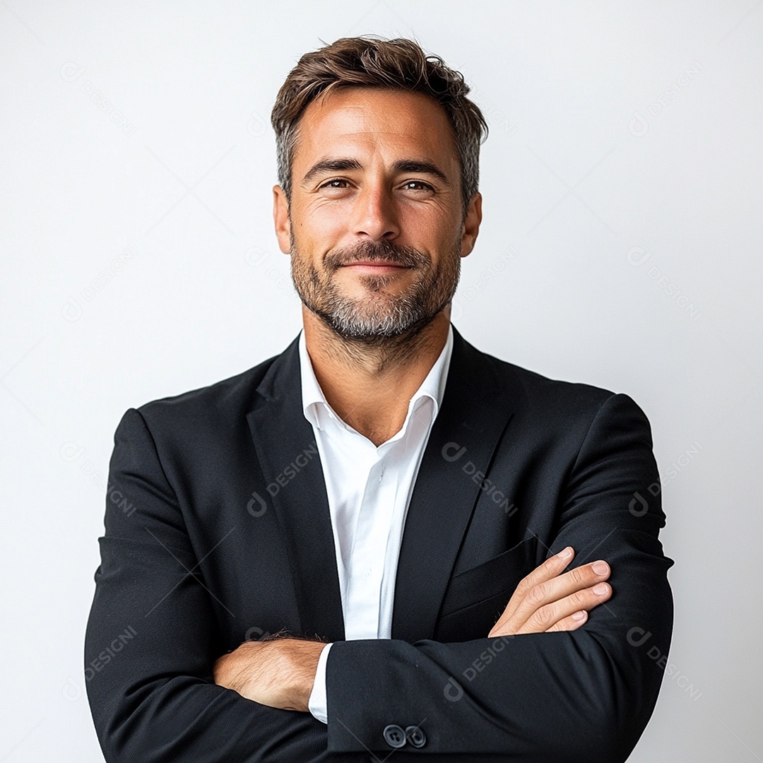 Feliz empresário sobre fundo isolado