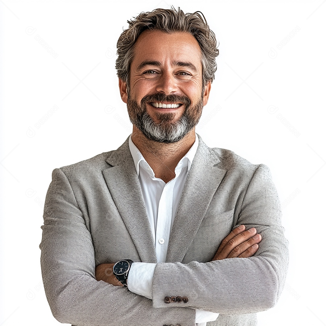 Feliz empresário sobre fundo isolado