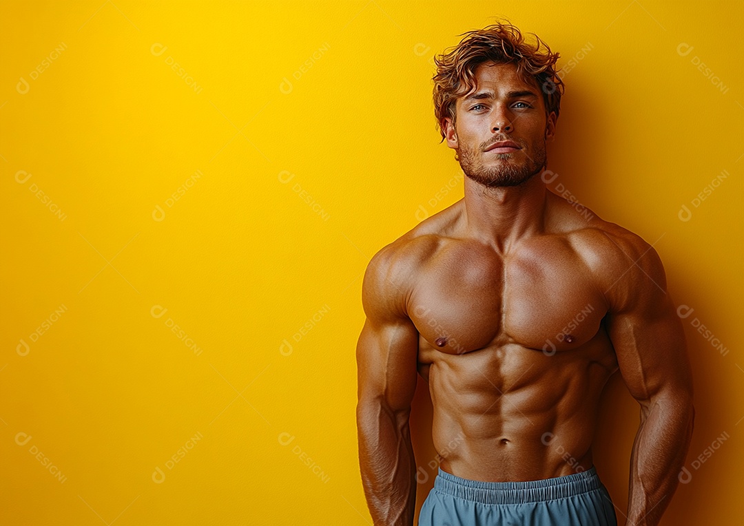 bodybuilder man on solid color background. gym or health concept 50