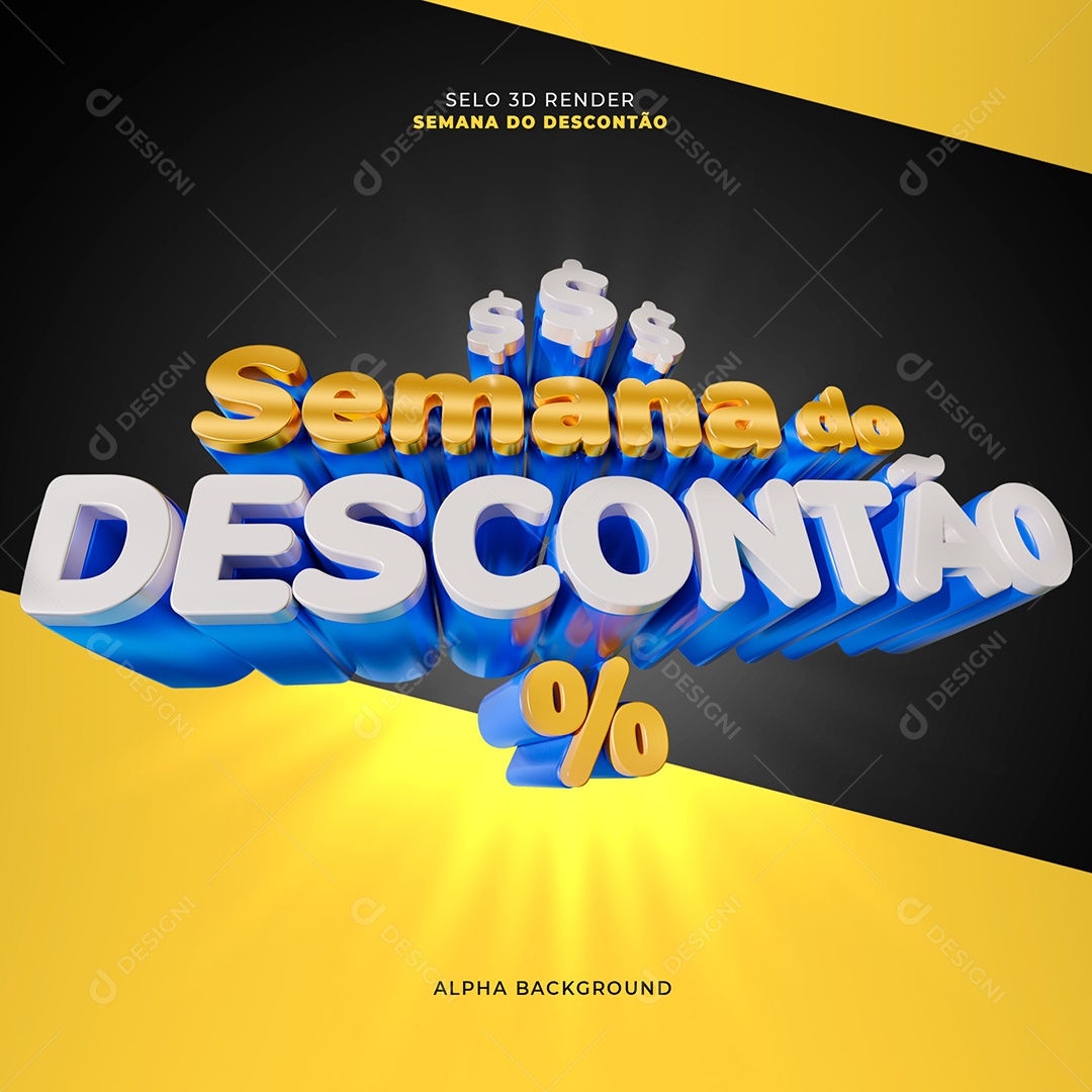 Semana do Descontão Selo 3D para Composição PSD