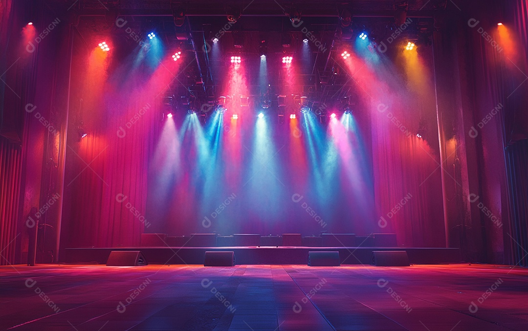 Cenário de palco de concerto com holofotes