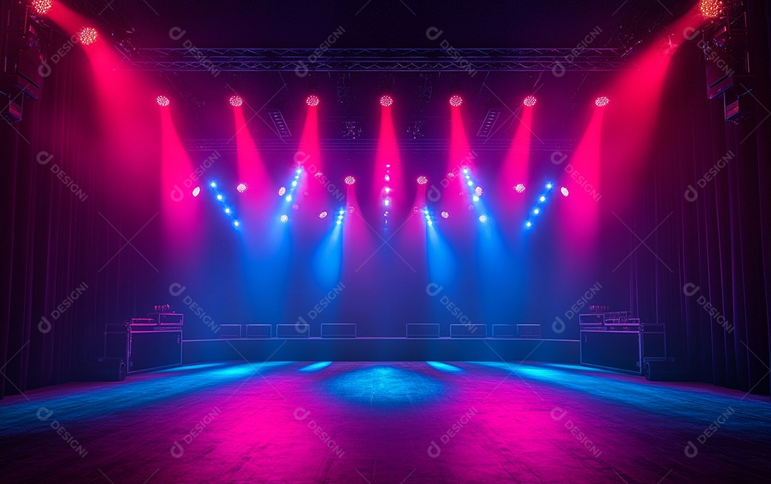 Cenário de palco de concerto com holofotes