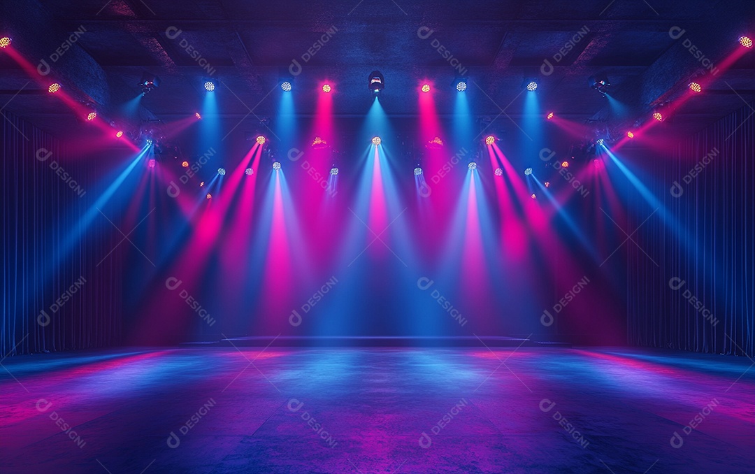 Cenário de palco de concerto com holofotes