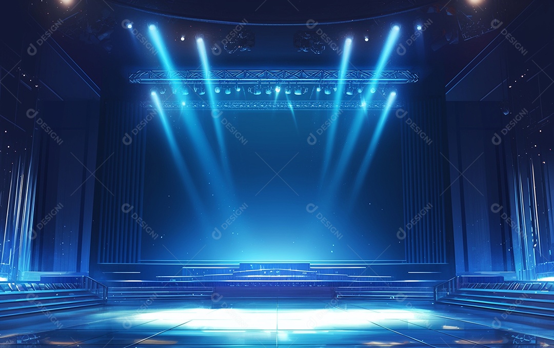 Cenário de palco de concerto com holofotes