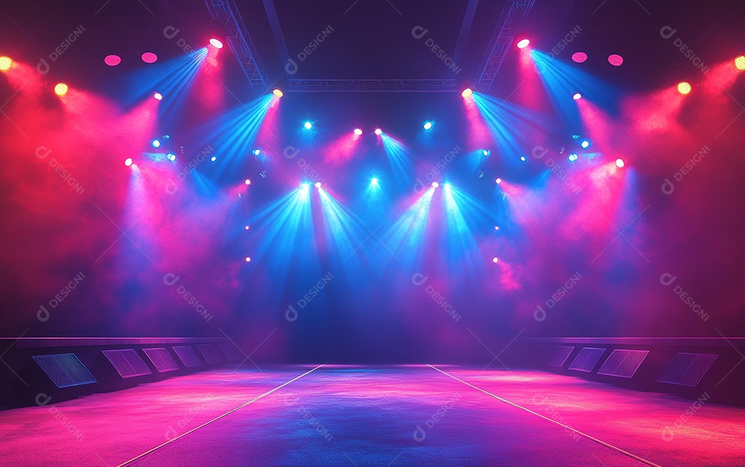 Cenário de palco de concerto com holofotes