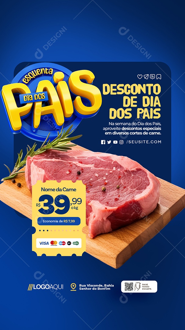Story Esquenta Dia dos Pais Açougue Desconto de Dia Dos Pais Social Media PSD Editável
