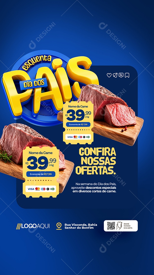 Story Esquenta Dia dos Pais Açougue Confira nossas Ofertas Social Media PSD Editável