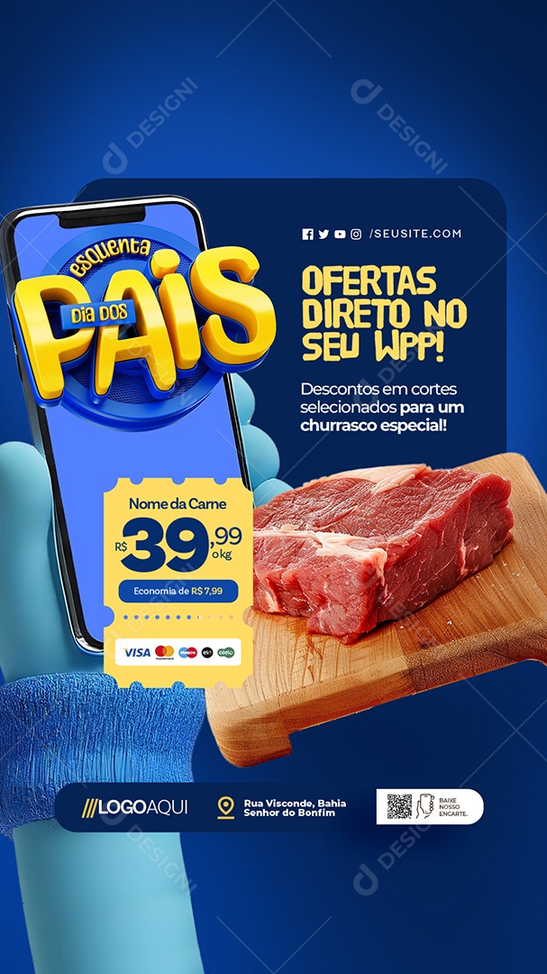 Story Esquenta Dia dos Pais Açougue Ofertas Direto Social Media PSD Editável