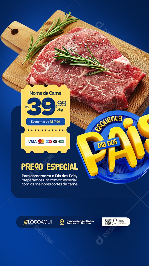 Story Esquenta Dia dos Pais Açougue Preço Especial Social Media PSD Editável