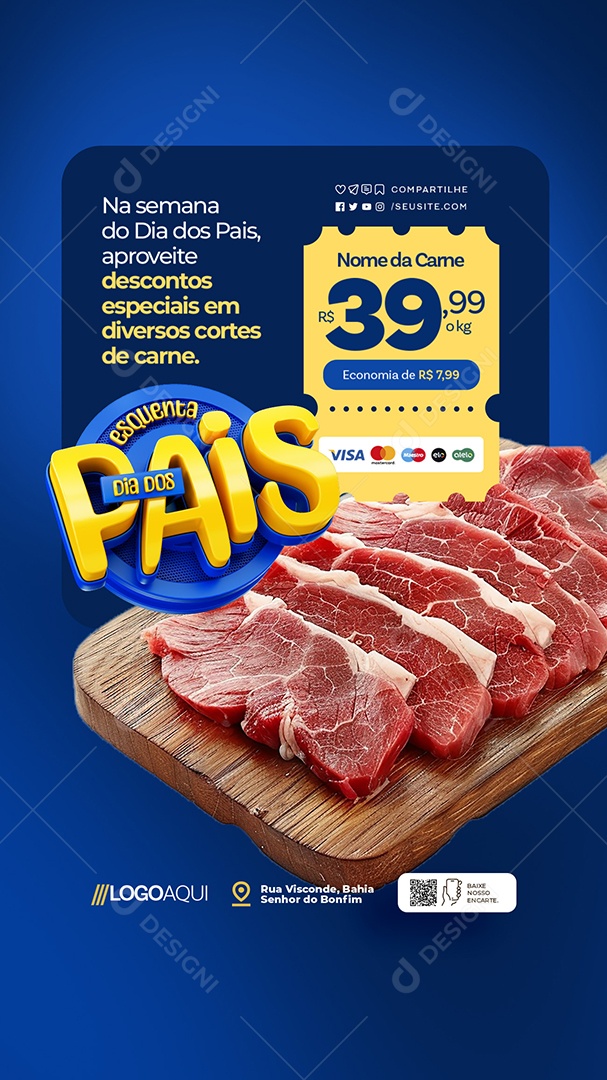 Story Esquenta Dia dos Pais Açougue Carne Social Media PSD Editável