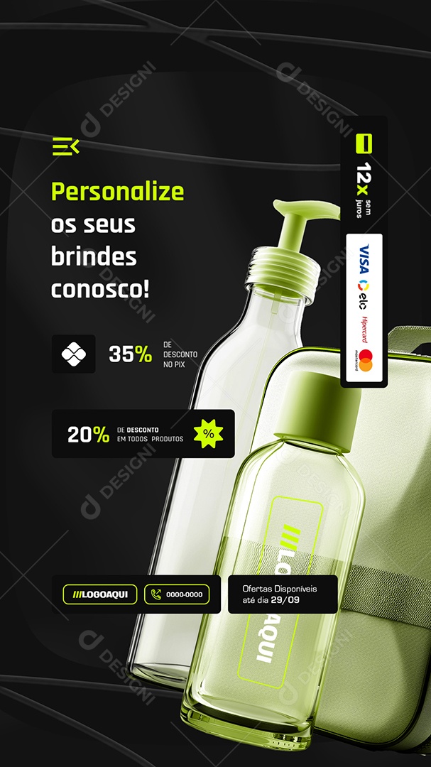 Story Social Media Personalize os Seus Brindes Conosco PSD Editável