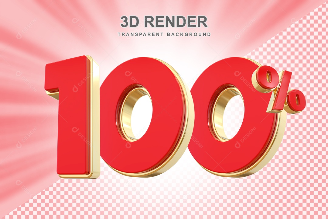 Desconto de 100% Elemento 3D Vermelho e Dourado para Composição PSD