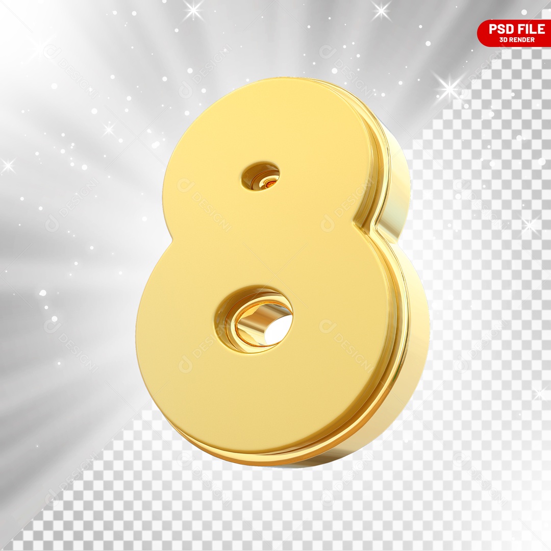 Número 3D 8 para Composição PSD