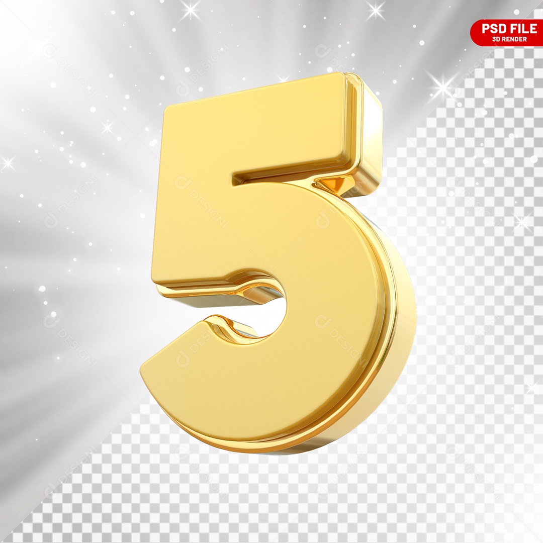 Número 3D 5 para Composição PSD
