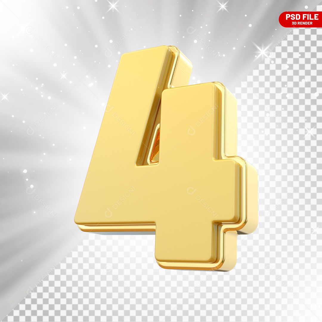 Número 3D 4 para Composição PSD