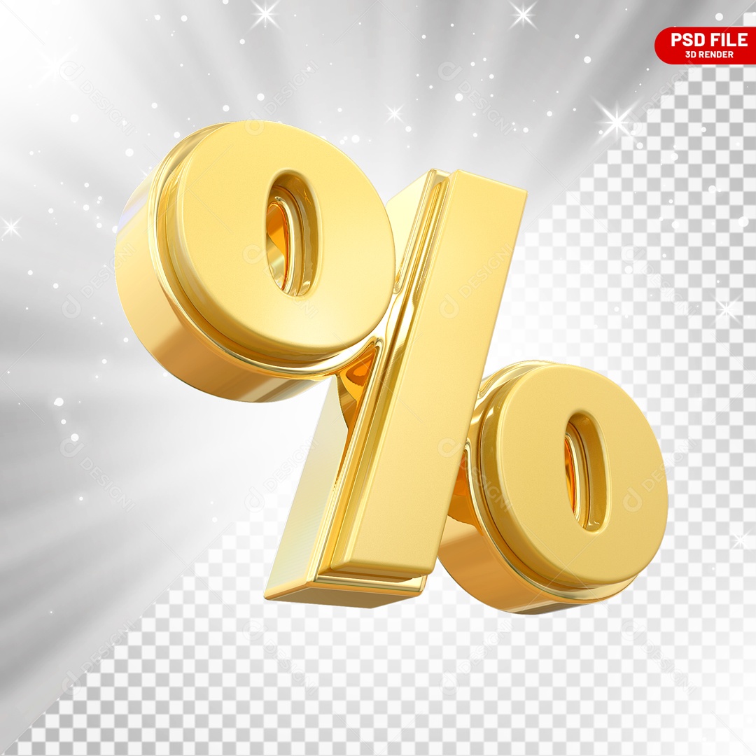 Símbolo de Porcentagem Elemento 3D para Composição PSD