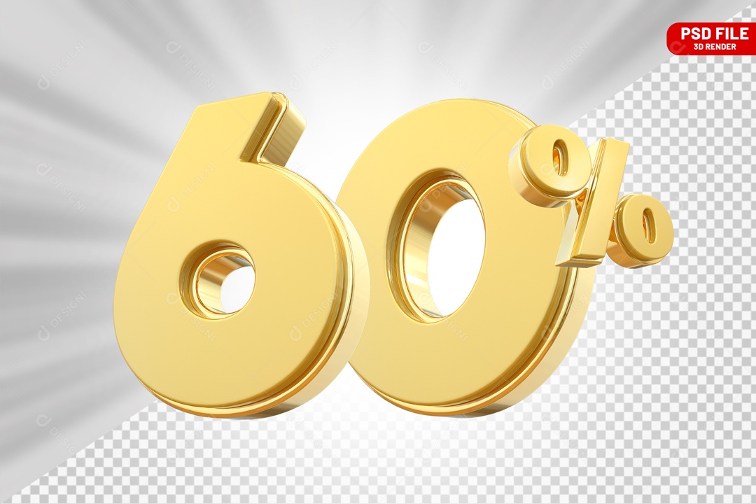 Desconto de 60% Elemento 3D para Composição PSD