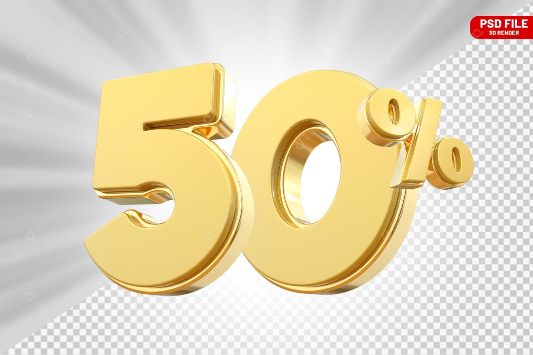 Desconto de 50% Elemento 3D para Composição PSD