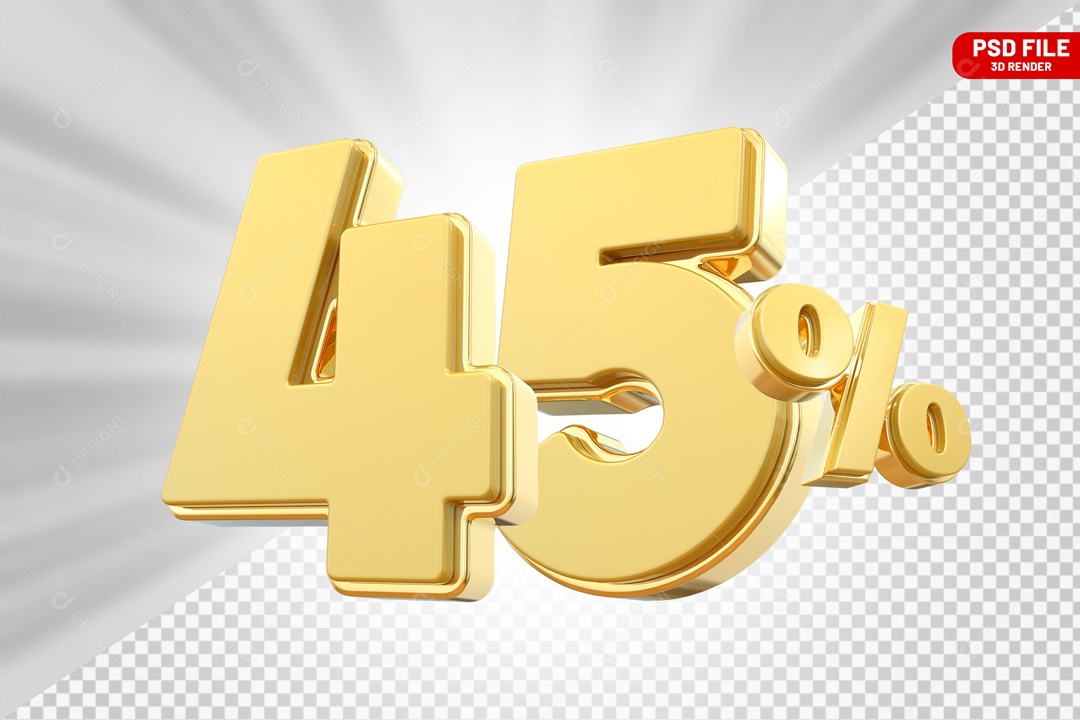 Desconto de 45% Elemento 3D para Composição PSD