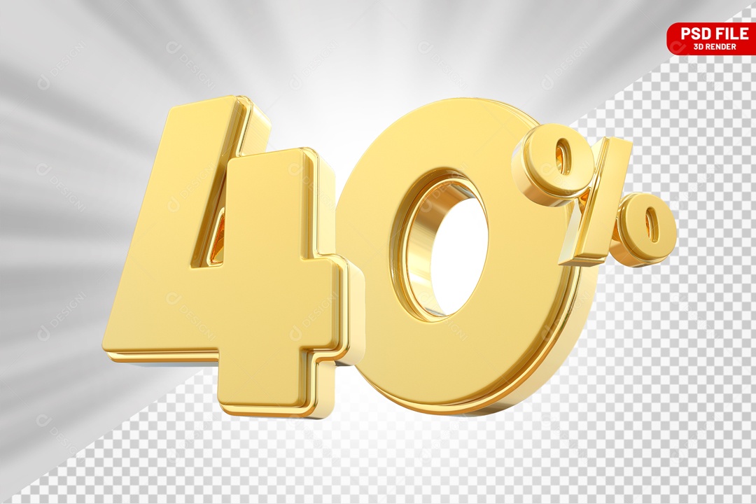 Desconto de 40% Elemento 3D para Composição PSD