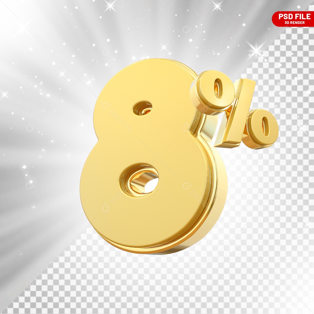 Desconto de 8% Elemento 3D para Composição PSD