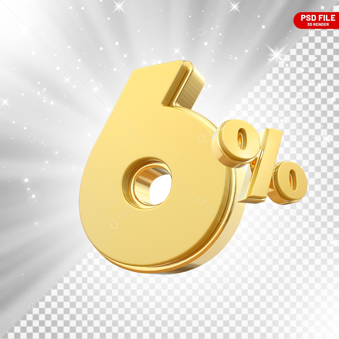 Desconto de 6% Elemento 3D para Composição PSD